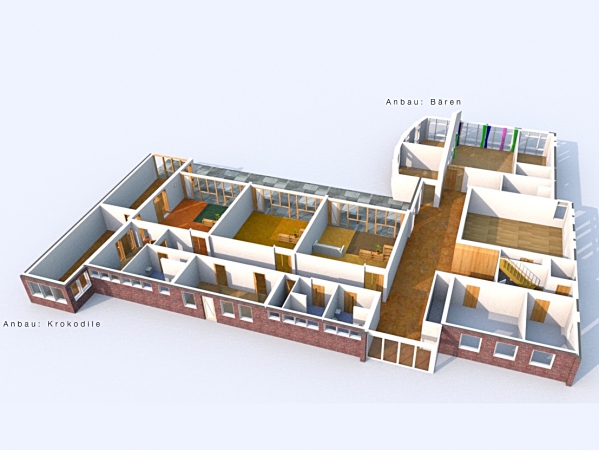 3D Ansicht der Kindertageseinrichtung.